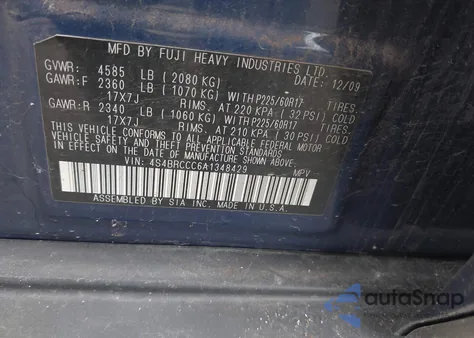 2010 Subaru Outback 2.5I Premium из США, поврежденный, VIN 4S4BRCCC6A1348429